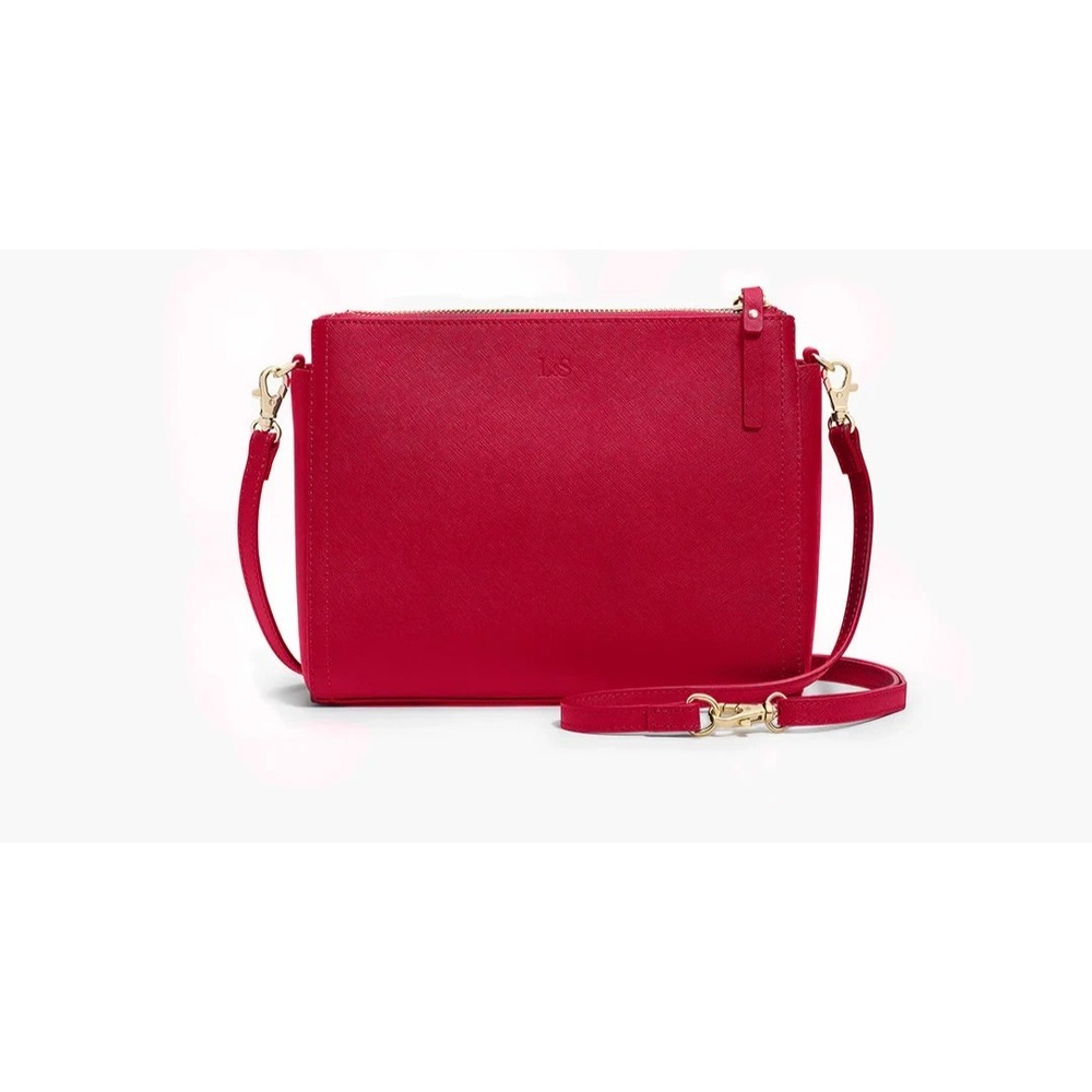 LO & SONS Nouvelle Saffiano Leather Red Exterior /Gold Hardware / Camel Interior